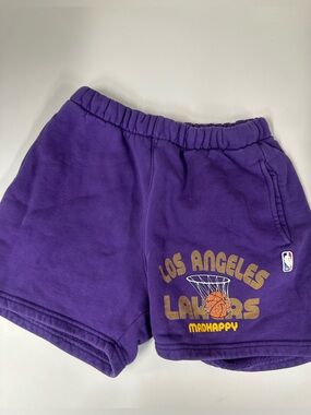 Madhappy Purple Los Angeles Basketball Shorts with Gold Print